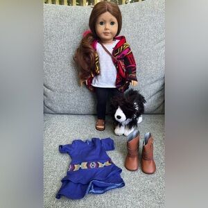 RARE American Girl Dolls | Saige Girl of the Year 2013 | 2 Outfits & Dog!